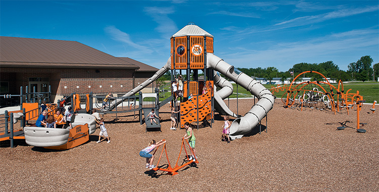 Versailles Elementary School created a school spirit theme for their school playground.
