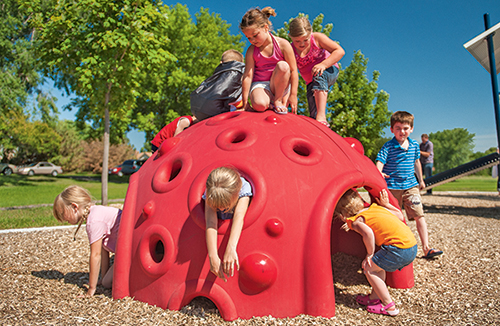 The Cozy Dome® offers kids a place to escape the hustle and bustle of a busy playground, take time by themselves or socialize together.