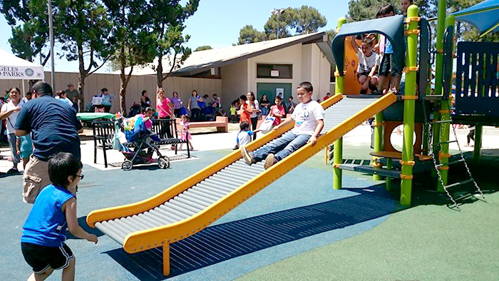 The playground design at Sepulveda Recreation Center welcomes children and families of all abilities.