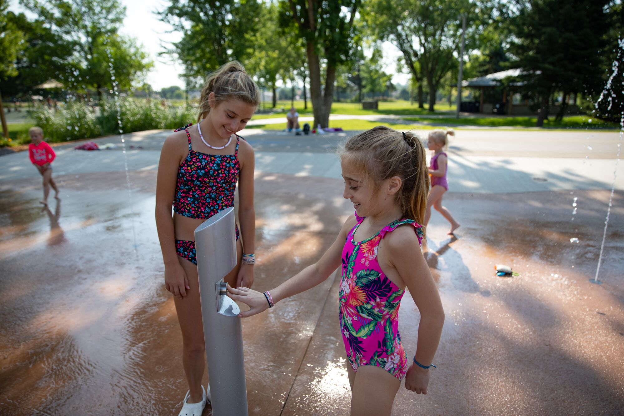 The HydroLogix Activation Bollard starts the AquaSmart splash pad packages with the push of a button