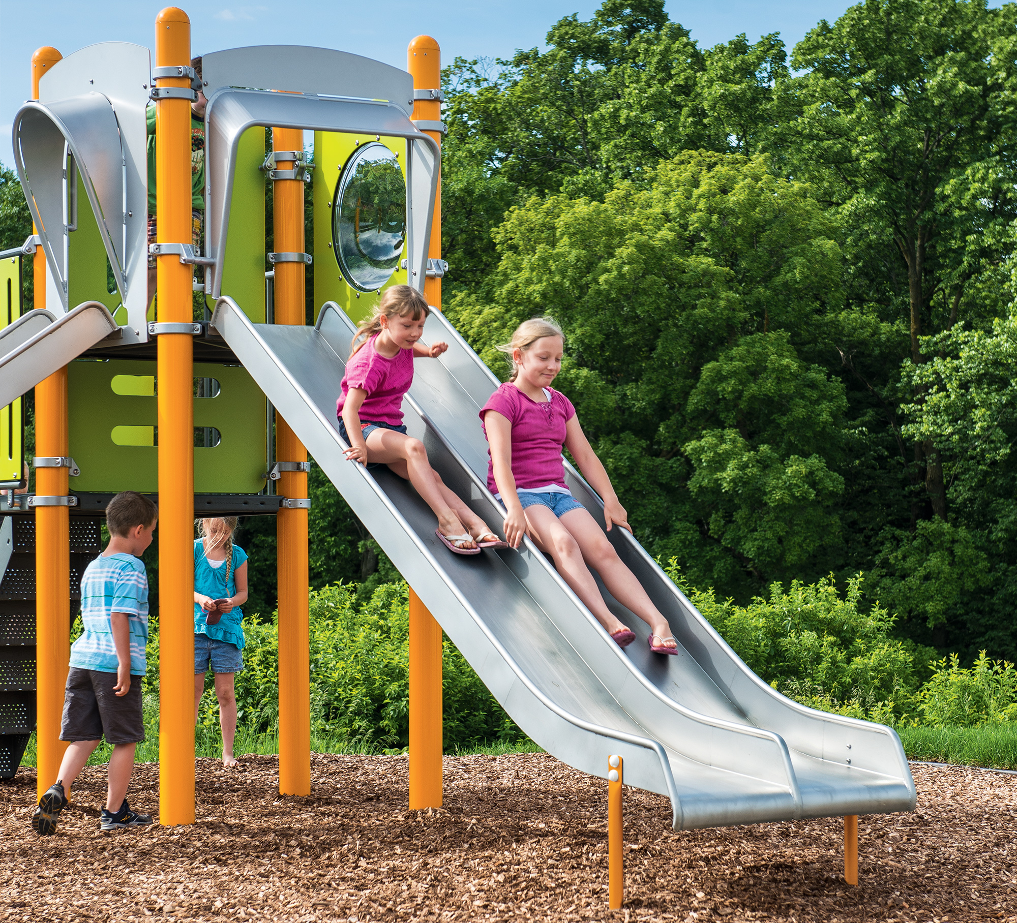 Double Stainless Steel Slide Commercial Grade Stainless Steel