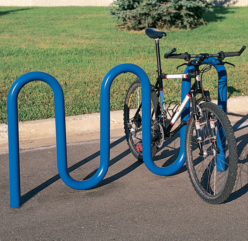blue bike rack