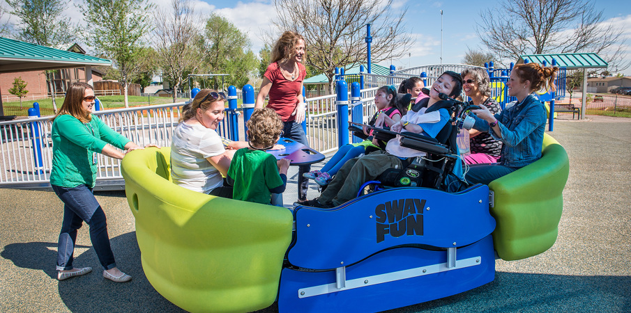 Sway Fun Glider 16 Large Glider With Benches Wheelchair Access Landscape Structures