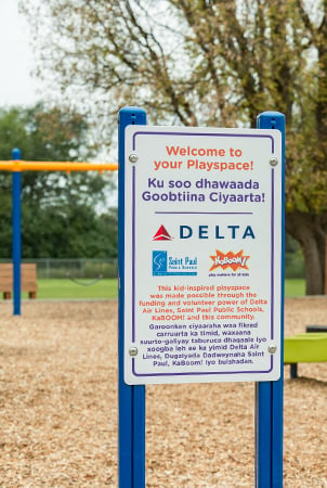 Sign reading "Welcome to your Playspace!" 