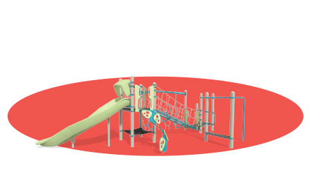 Yellow playground render over the top of a red oval
