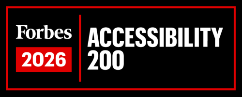 Logo reading "Forbes 2026" on the left and "Accessibility 200" on the right on a black background