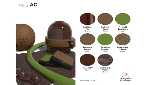 Color palette made up of dark greens and browns.