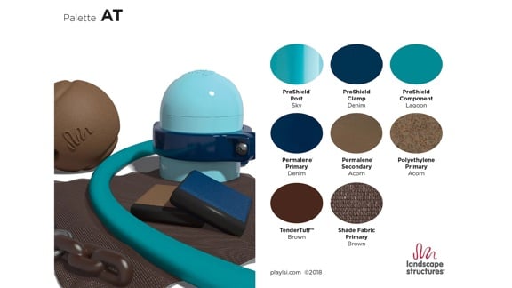 A color palette made up of turquoise and browns.