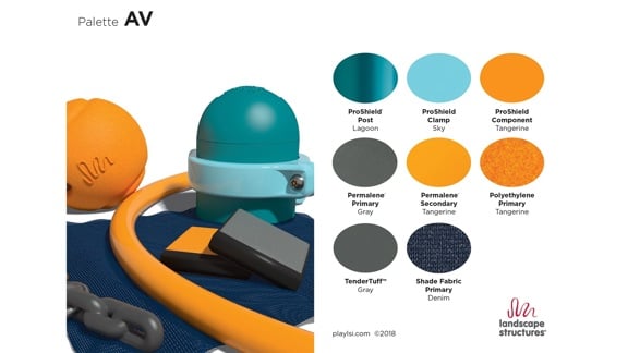 A color palette made up of oranges and blues.