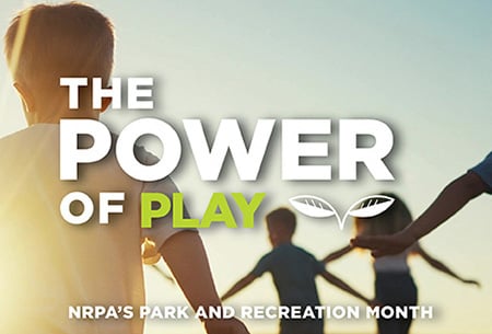 Graphic showing children holding hands from behind with headline "The Power of Play"