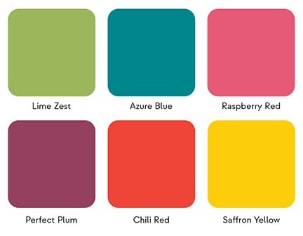 six color blocks in rows of three