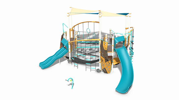 3D rendering of the Volo w/ Shade playground structure
