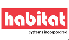 Habitat Systems Incorporated logo made of red rectangle with white text reading: habitat. Text black below reading: systems incorporated.